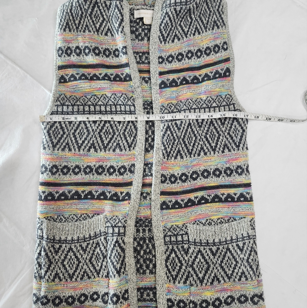 Monteau Size Small Multicolor Patterned Knit Vest - image 4